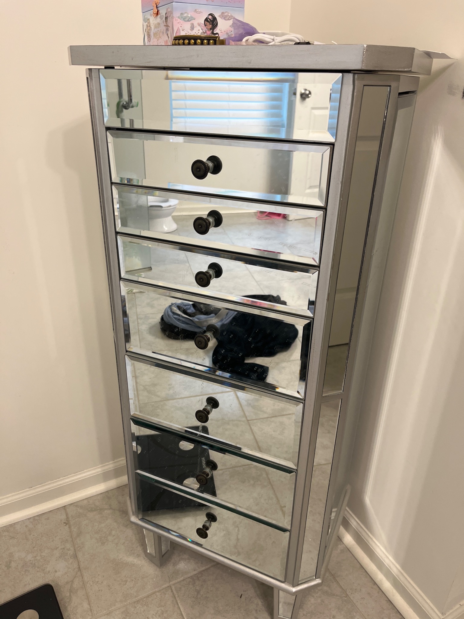 Tall Mirrored Drawer Chest